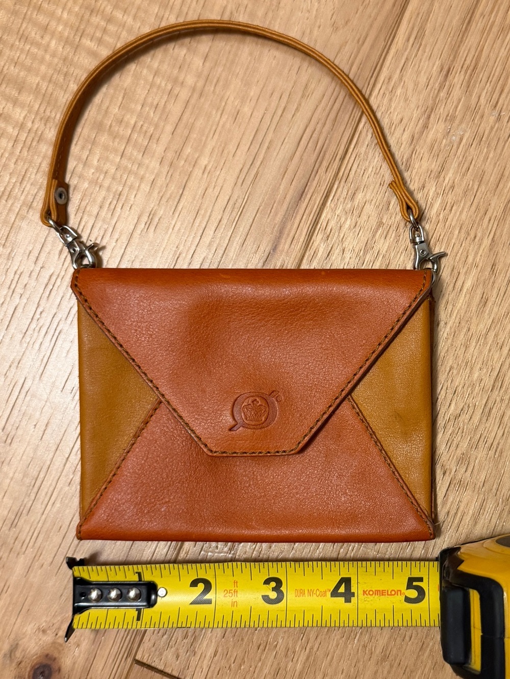 BORN Leather Envelope Wristlet Wallet in Two-Tone Tan/Orange